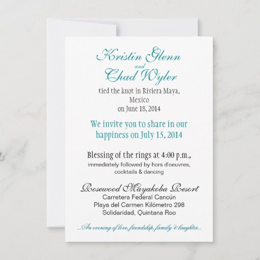 Invitation Épouser VERT FAIT SUR COMMANDE des EAUX (Maya de (Dos)