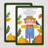 Invitation Épouvantail d'Automne (Devant / Derrière)