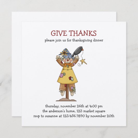 Invitation Épouvantails d'automne (Devant / Derrière)