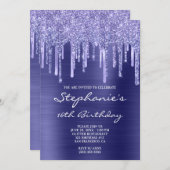 Invitation Épuration et Parties scintillant à périwinkle 16e  (Devant / Derrière)