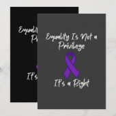 Invitation Equality is not a privilege it’s a right, feminism (Devant / Derrière)