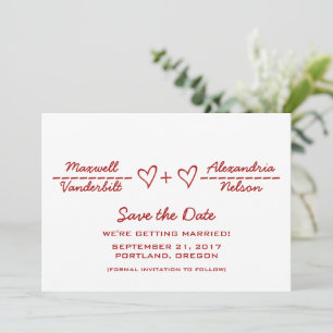 Invitation Équation coeur rouge Enregistrer l'Invitation date