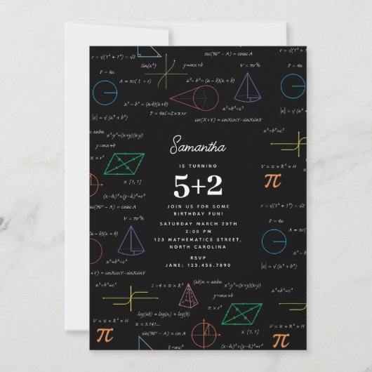 Invitation Équations mathématiques Formules mathématiques Ann (Devant)
