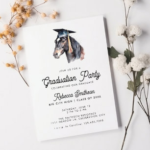 Invitation Equestre amusant aquarelle Cheval Photo Graduation