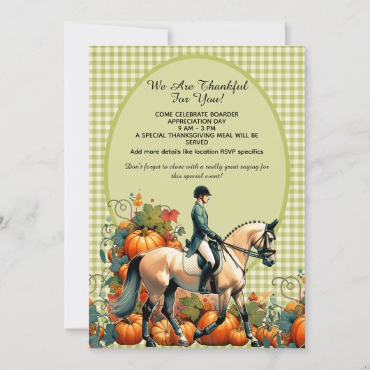 Invitation Équestre de Thanksgiving (Devant)