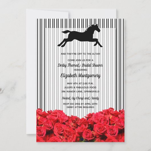 Invitation Équestre et Rose Derby Bride (Devant)