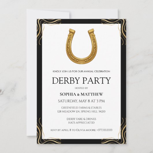 Invitation Equestrian Derby Party Modern Race Horse Invite (Devant)