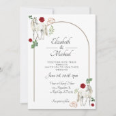 Invitation Equestrian Red Floral Rustic Wedding (Devant)