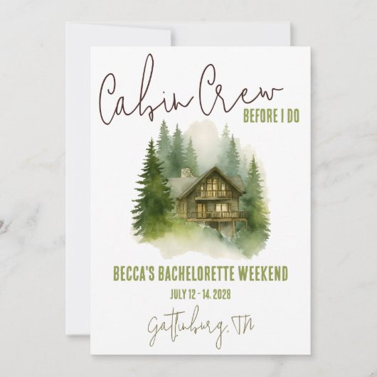 Invitation Équipage cabine avant moi! Week-end Bachelorette P (Devant)