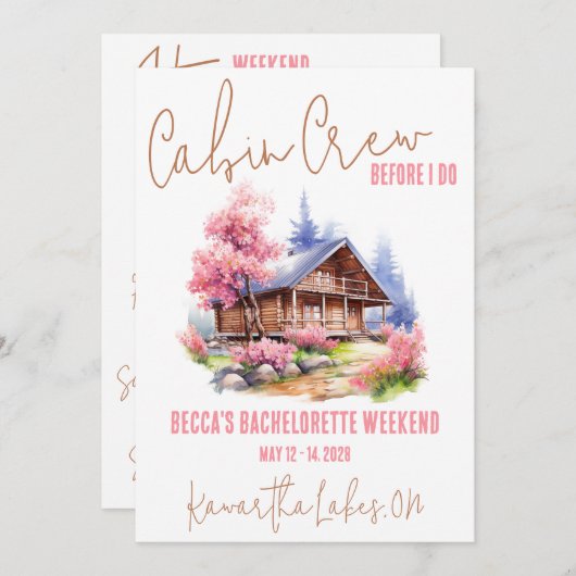 Invitation Équipage cabine avant moi! Week-end Bachelorette P (Devant / Derrière)