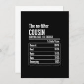 Invitation Équipage de cousins Faits nutritionnels Le No-Filt (Devant / Derrière)