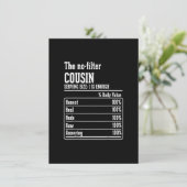 Invitation Équipage de cousins Faits nutritionnels Le No-Filt (Debout devant)