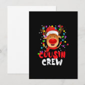 Invitation Équipage de Noël Cousin Chapeau de Père Noël Renne (Devant / Derrière)