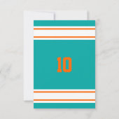 Invitation Équipe Aqua Orange et Blanc Anniversaire (Dos)