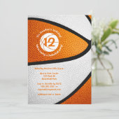 Invitation équipe blanche orange couleurs enfants basket-ball (Debout devant)
