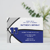 Invitation équipe bleue gris couleurs basket anniversaire (Debout devant)