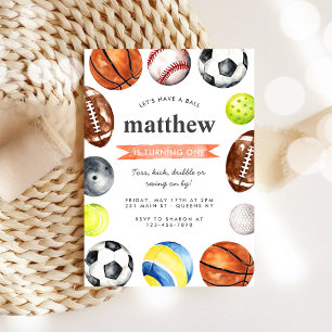 Invitation Équipe de ballons de sports modernes toute étoile