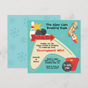 Invitation Équipe de bowling rétro Ligue Fête