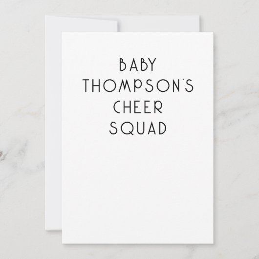 Invitation Équipe de Cheer pour le Nom de Bébé Texte Minimali (Devant)
