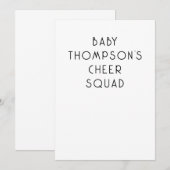 Invitation Équipe de Cheer pour le Nom de Bébé Texte Minimali (Devant / Derrière)
