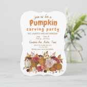 Invitation Équipe de cueillette de citrouilles de fleurs sauv (Debout devant)