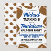 Invitation Équipe de football bleu Boys à mi-temps fête d'ann (Devant / Derrière)