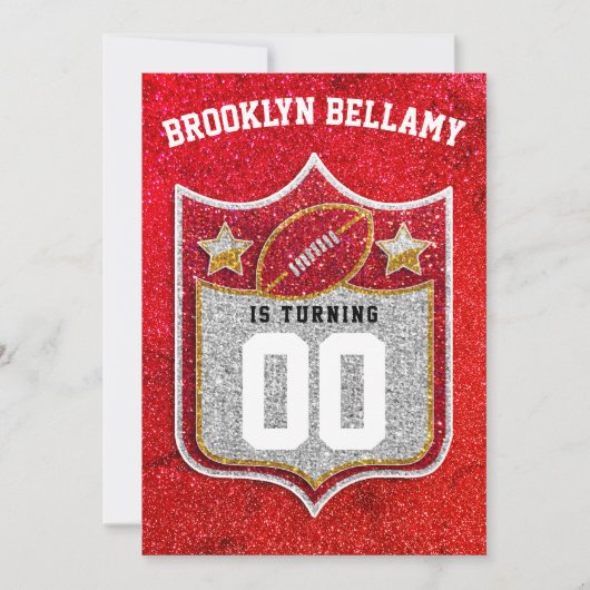 Invitation Équipe de football rouge et or Couleurs Quarterbac (Devant)