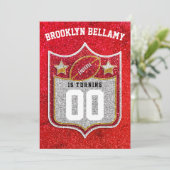 Invitation Équipe de football rouge et or Couleurs Quarterbac (Debout devant)