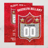 Invitation Équipe de football rouge et or Couleurs Quarterbac (Devant / Derrière)