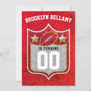 Invitation Équipe de football rouge et or Couleurs Quarterbac