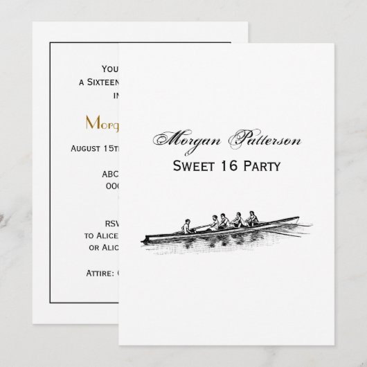 Invitation Équipe de raideurs d'aviron Sports nautiques (Devant / Derrière)