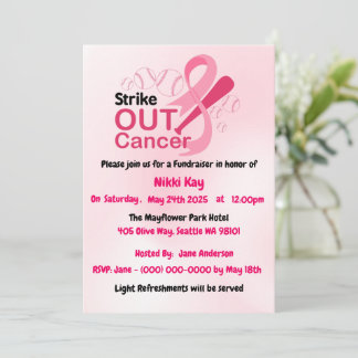 Invitation Équipe de soutien au cancer du sein Ruban rose Per