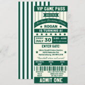 Invitation Équipe de sports Green et White Billets Anniversai (Devant / Derrière)