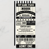 Invitation Équipe de sports noir et blanc Billets Anniversair (Devant / Derrière)