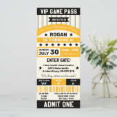 Invitation Équipe de sports noir et jaune Billets Anniversair (Debout devant)