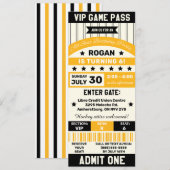 Invitation Équipe de sports noir et jaune Billets Anniversair (Devant / Derrière)