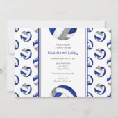 Invitation équipe de volley-ball gris bleu fête d'anniversair (Devant)