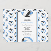 Invitation équipe de volley-ball noir bleu fête sportive (Devant / Derrière)