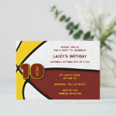 Invitation équipe d'or de maroon couleurs basket-ball anniver (Debout devant)