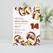 Invitation équipe d'or maroon couleurs volleyballs ados anniv (Debout devant)