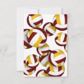 Invitation équipe d'or maroon couleurs volleyballs ados anniv (Dos)