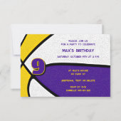 Invitation équipe d'or violet couleurs basket-ball anniversai (Devant)