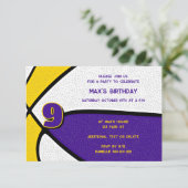 Invitation équipe d'or violet couleurs basket-ball anniversai (Debout devant)