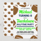 Invitation Équipe Green Blue de football Boys fête d'annivers (Devant / Derrière)