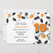 Invitation équipe noire orange couleurs football bals fête sp (Devant)