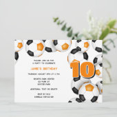 Invitation équipe noire orange couleurs football bals fête sp (Debout devant)