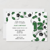 Invitation équipe noire verte couleurs soccer balls sport (Devant)
