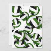 Invitation équipe noire verte couleurs volleyballs anniversai (Dos)