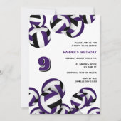 Invitation équipe noire violette couleurs volley-ball anniver (Devant)