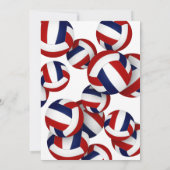 Invitation équipe rouge bleu couleurs volleyballs anniversair (Dos)